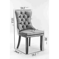Dining Chairs Set of 2, Modern Velvet Upholstered Dining Room Chairs with Button Tufted Back & Nailhead Trim & Ring Pull, Wingback Dinner Chairs with Solid Wood Legs for Kitchen Dining Room, Burgundy