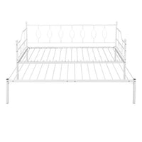 Twin Size Metal Frame Daybed with Pullout Trundle, Heavy Duty Steel Slat Support Sofa Bed for Guest, Furniture for Kids Teens and Adults, Bed Frame for Bedroom Living Room, No Spring Box Needed, White