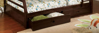 Triple Tree Modern Transitional Bunk Bed Twin Over Full With Attached Ladder And Two Large Drawers For storage Made Of Solid Wood Dark Walnut
