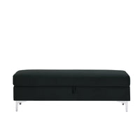 Storage Bench for Bedroom End of Bed, 55.9" Upholstered Velvet Storage Ottoman Bench, End of Bed Storage Bench with Thick Cushion and Metal Legs Window Bench Seat for Living Room Bedroom, Black