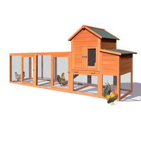 122＂Outdoor Poultry Cage ,Large Wooden Chicken Coop,Outdoor Hen House with Nest Box ,Weatherproof Coops for 6-8 Chickens