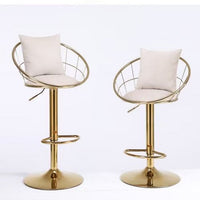 Modern Velvet Bar Stools Set of 2, Swivel Barstools with Golden Legs, Kitchen Island Chairs, Adjustable Counter Height Bar Chair, for Home Bar, Kitchen Island,Pub, Cafe, WHITE