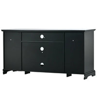 TV Stand for TV up to 65in, 59.8" Tall Entertainment Center with 2 Tempered Glass Doors Adjustable Panels Open Style Cabinet, Modern Media Console Wood Television Stand for Living Room, Black