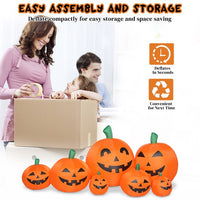 7FT Long Halloween Inflatables Pumpkin, 7 Pumpkins Decoration with Build-in LEDs Blow Up Inflatables for Halloween Party Outdoor, Yard, Garden, Lawn Decorations