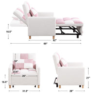 3 in 1 Convertible Sleeper Sofa, 3 Position Adjustable Sofa bed with Pillow and Armrest, Pull Out Chair Bed, Folding Lounge Sleeper, Futon Sleeper Couch Bed for Living Room Bedroom office, Pink
