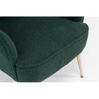Accent Chair, Teddy Fabric Vanity Chair, Modern Upholstered Armchair with Tight Back and Golden Metal Adjustable Legs, Club Chair Side Chair for Living Room Bedroom Office, Antique Green