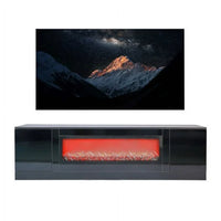 70.87" Fireplace TV Stand with 38" Electric Fireplace, Entertainment Center with can light up Glass Shelves, TV Console for TVs up to 75", TV Table for Living Room,Bedroom,Office, Black