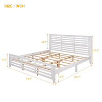 Platform Bed Frame with Headboard and Footboard, Wood Slat Support, King Size Horizontal Strip Hollow Shape Bed Frame, No Box Spring Needed,White