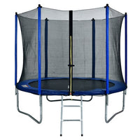 Trampolines 10 FT Recreational Trampoline with Enclosure Net, Outdoor Trampoline for Kids and Adults with Spring Pad, Jumping Mat & Ladder(Blue)