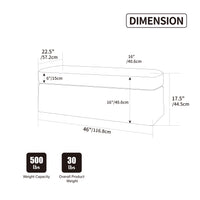 TRIPLE TREE 46" Wide Storage Ottoman, Upholstered Chenille Storage Bench with Detechable Cushion, Footrest Stool with Metal Legs and Foam Seat Cushion, Weight Capacity 500lbs, for Living Room Entryway, Charcoal