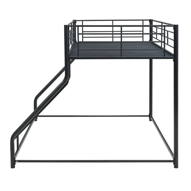Twin XL Over Queen Bunk Bed with Ladders, Heavy-Duty Metal Bunk Bed Twin XL Over Queen Size for Kids Boys Girls Teens Adults, Modern Style Queen Size Bunk Bed, Black