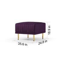 Upholstered Velvet Ottoman with Gold Legs, Metal Base, Small Footstool Ottoman, Stool Seat, Sofa Footrest, Extra Seating for Living Room Entryway, Purple