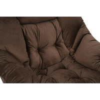 Lazy Chair with Ottoman, Modern Lounge Accent Chair with Armrests and Side Pocket, Leisure Upholstered Sofa Chair Cozy Reading Chair with Footrest Set for Living Room Bedroom, Brown