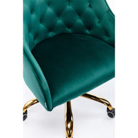 Swivel Shell Office Chair,Velvet Tufted Upholstered Desk Chair with Metal Star Base and Tufted Back,Vanity Chair, Height Adjustable Shell Shape Computer Armchair for Living Room Bedroom Office,Green