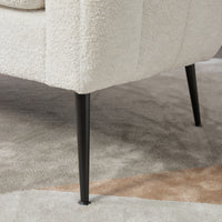 TRIPLE TREE 50.2'' Modern Accent Chair with Metal Legs, Upholstered Chenille Lounge Chair, 2-Seater Leisure Armchair for Living Rooms, Bedrooms, Dorm, Studio, Office, Ivory