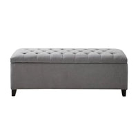 50.3inch End of Bed Bench with Storage, Button Tufted Storage Ottoman Bench with Safety Close Hinge, Storage Ottoman for Bedroom Living Room Entryway Hallway, Support 400LBS, Gray