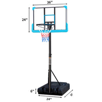 Poolside Basketball Hoop, Portable Swimming Basketball System Goal Stand Height Adjustable 4ft -6.5ft with 36in Backboard & Wheels for Children Youth Adult at Indoor Outdoor Play, Blue