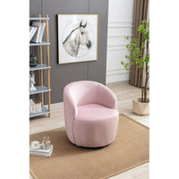 Swivel Accent Barrel Chair for Living Room, Velvet Fabric Swivel Armchair, Small Accent Round 360° Swivel Club Chairs, Modern Upholstered Arm Chair for Bedroom, Office, Hotel, Lounge, Pink