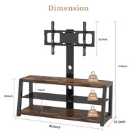 TV Stand with Mount and Storage Shelves, Entertainment Center Fits 32 to 65 Inch Screens, VESA 100x100 to 600x400-Black Tempered Glass Shelving