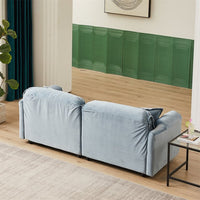 79" Velvet Upholstered Loveseat Sofa, Comfy Soft 3 Seater Couch with Turned Inward Back and Arms, Modern Couch for Living Room, Apartment, Office, Blue