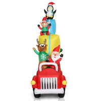 12FT Christmas Inflatable Outdoor Decoration, Christmas Inflatables Santa Claus Driving with Gift Decoration and 12 Lights, Blow Up Yard Decorations for Holiday Decoration