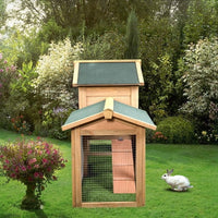 61" Chicken Coop Large Wooden Outdoor Bunny Rabbit Hutch Hen Cage with Ventilation Door, Removable Tray & Ramp Garden Backyard Pet House Chicken Nesting Box