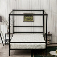 Metal Canopy Bed Frame King,Strong Bed Frame with Center Support Legs, 2 Horizontal Bar, Platform Bed Frame for Adults, Weight Capacity 661 Pounds