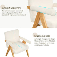 Accent Chair Set of 2, Modern Arm Chair Set with Solid Wood Frame, Velvet Upholstered Accent Chairs with Arm Pads Comfy High Back Reading Chair for Living Room Bedroom Apartment, White