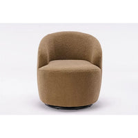 Swivel Accent Chair, Modern 360°Swivel Barrel Chair Leisure Chair, Accent Round Barrel Chair Reading Chair, Round Bucket Arm Chair with Comfy Tufted Back for Living Room Bedroom, Chocolate