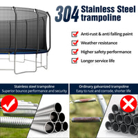 1500LBS 16FT Trampoline with Balance Bar & 6 Wind Stakes, Recreational Trampoline with Safety Net for Adults or 10 Kids, Combo Bounce Outdoor Trampoline for Garden Backyard Park