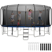 1500LBS 16FT Trampoline with Balance Bar & 6 Wind Stakes, Recreational Trampoline with Safety Net for Adults or 10 Kids, Combo Bounce Outdoor Trampoline for Garden Backyard Park
