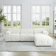 93" L-Shaped Sofa, Modular Sectional Sofa for Living Room, Minimalist Button Tufted Teddy Fabric Sofa Couch DIY Combination with Reversible Ottoman, for Living Room Apartment, Ivory Teddy Fabric