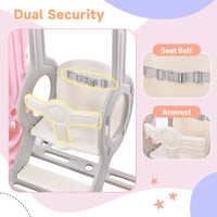 5 in 1 Toddler Swing and Slide Set with Climber, Kids Playground Climber Slide Playset with Safety Belt, Armrest, Basketball Hoop, High Adjustable Baby Swing Set for Indoor Outdoor Backyard, Pink (4.5) 4.5 stars out of 95 reviews 95 reviews