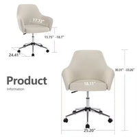 Home Office Chair, Modern Cotton Linen Executive Desk Chair, Accent Armchair with Wheels, Swivel Adjustable Task Chair with Soft Seat for Bedroom, Living Room, Home Office, beige