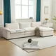 Teddy Velvet Modular Sofa with Ottoman, 3-Seat Convertible Sectional Sofa with Removable Armrest and Double Layer Seat Cushion, L-Shape Couch for Bedroom Living Room Apartment, Creamy White