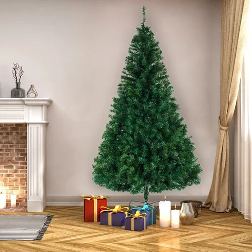 Artificial Holiday Christmas Tree, 8FT Unlit Premium Spruce Holiday Xmas Tree, 1138 Branch Tips Seasonal Holiday Decoration Tree with Metal Hinges & Foldable Base for Home, Office, Party