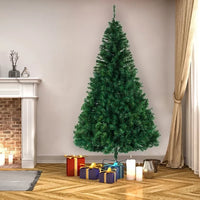 Artificial Holiday Christmas Tree, 8FT Unlit Premium Spruce Holiday Xmas Tree, 1138 Branch Tips Seasonal Holiday Decoration Tree with Metal Hinges & Foldable Base for Home, Office, Party