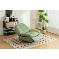 Leather Power Recliner, Swivel Recliner Chair with Footrest, USB Charger, Bluetooth, and Phone Holder, Single Sofa Chair for Living room, Bedroom, Green