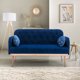 Twin Accent Loveseat Sofa Mid Century Modern Velvet Sofa Couch with Pillows Metal Feet Sofa Vintage for Small Space for Living Room Bedroom Navy