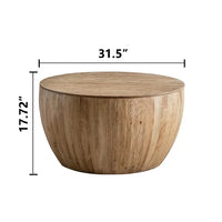 Wood Coffee Table, Natural Round Wooden Coffee Tables Living Room with Storage, Solid Wood Circle Center Table, Modern Farmhouse Furniture Style, Two-piece Set