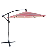 360-Degree Rotation 9.6ft Patio Umbrella,Cantilever Hanging Umbrella with Crank Handle,Extra-large Outdoor Canopy with Cross Base,8pcs Steel Ribs and Iron Pole,for Garden Poolside Backyard