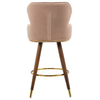 Swivel Bar Stools Set of 2, 360° Swivel Counter Height Barstools with Tufted Backrest, Golden Stripe and Footrest, 27.9 Inch Modern Upholstered Bar Chairs for Home Kitchen Island, Pink