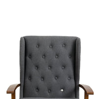 High Back Linen Accent Chair, Nailhead Trim Wingback Armchair with Padded Cushion, Upholstered Single Sofa Chair with Wood Legs, Leisure Barrel Chair for Living Room, Bedroom, Lounge, Office,