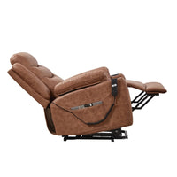 Power Lift Recliner Chair for Elderly with Cup Holders and USB Charge Ports, 3 Positions Electric Reclining Chair with 2 Side Pockets, Modern Livingroom Chair for Home and Office, Brown
