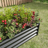 4×2×1ft Raised Garden Bed with Steel Cable, Elevated PP Planter Box Stand for Gardening, Backyard Patio Ground Raised Bed for Planting Vegetables Flower Herb and Succulents, Black