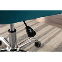 Comfy Desk Chair with Arm, Small Home Office Chair with Wheels Modern Velvet Swivel Shell Chair Vanity Chair with Tufted Back & Metal Base Adjustable Height Swivel Task Chair Make Up Chair, Teal