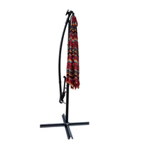 360-Degree Rotation 9.6ft Patio Umbrella,Cantilever Hanging Umbrella with Crank Handle,Extra-large Outdoor Canopy with Cross Base,8pcs Steel Ribs and Iron Pole,for Garden Poolside Backyard