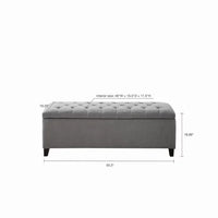 50.3inch End of Bed Bench with Storage, Button Tufted Storage Ottoman Bench with Safety Close Hinge, Storage Ottoman for Bedroom Living Room Entryway Hallway, Support 400LBS, Gray