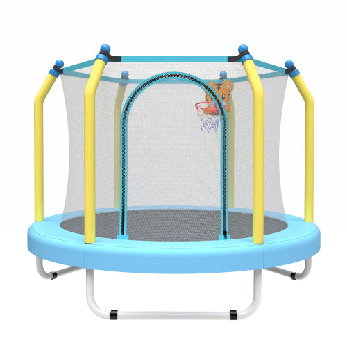 Triple Tree 55-inch Trampoline for Kids Indoor & Outdoor Small Toddler Trampoline with Basketball Hoop