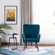 Leisure Chair Lounge Chair with Solid Wood Legs for Living Room Bedroom Room Indoor, Mid Century Modern Upholstered Leisure Chair, Simple Nordic Style, Blue & Green